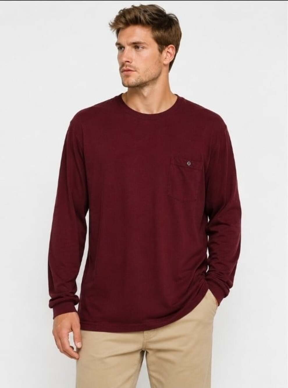Mutual Weave Long Sleeve Tshirt Mens 2XL XXL NWT New Maroon Excellent Soft L300